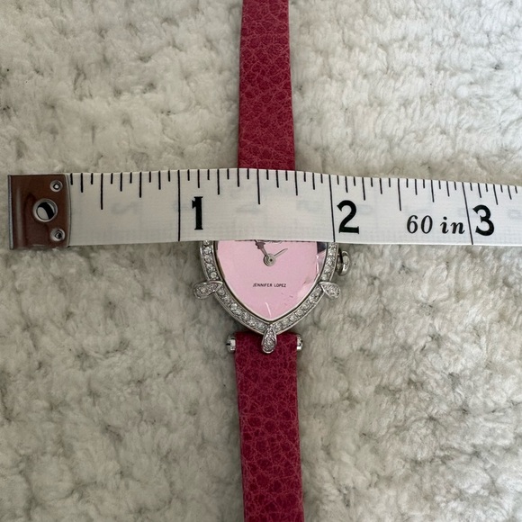 JLO Jennifer Lopez NEW Women Heart-Shaped Quartz Wristwatch Pink Diamond Accent - Picture 7 of 13